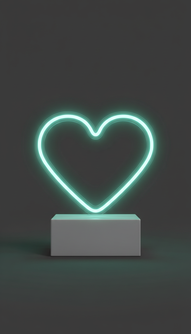 Electric Mint Heart-Shaped Neon Sign