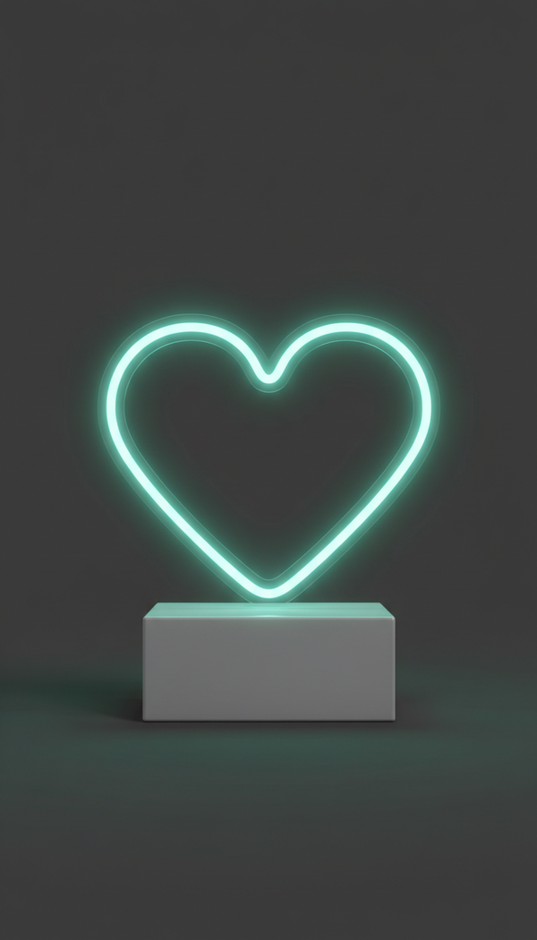 Electric Mint Heart-Shaped Neon Sign