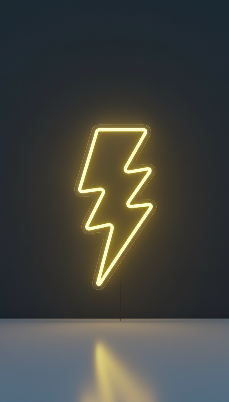 Vivid Lemon Lightning Bolt Neon Sign