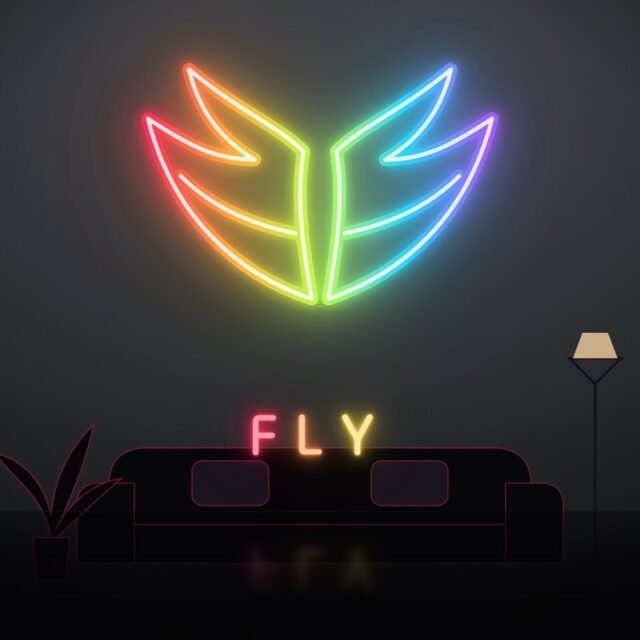 angel wings neon sign